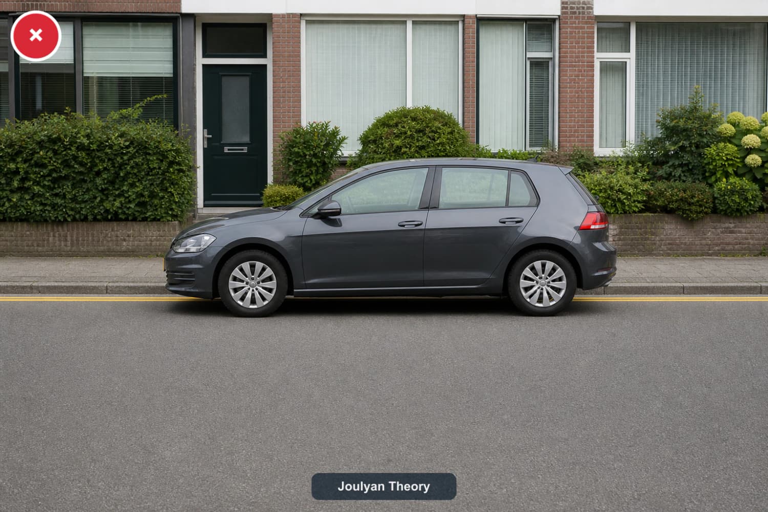 Car standing beside a continuous yellow line at the edge of a Dutch carriageway