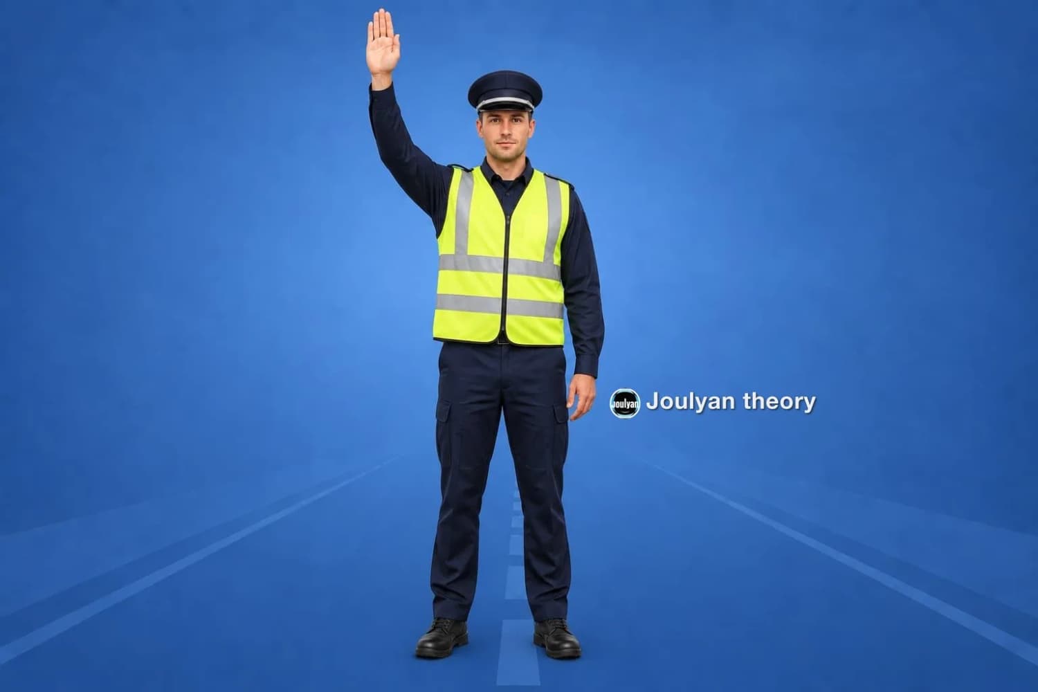 Traffic controller with one arm straight up