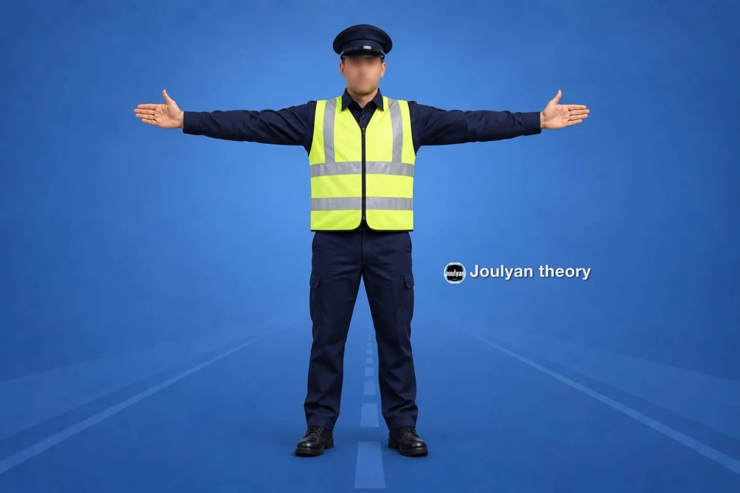 Traffic controller with both arms sideways