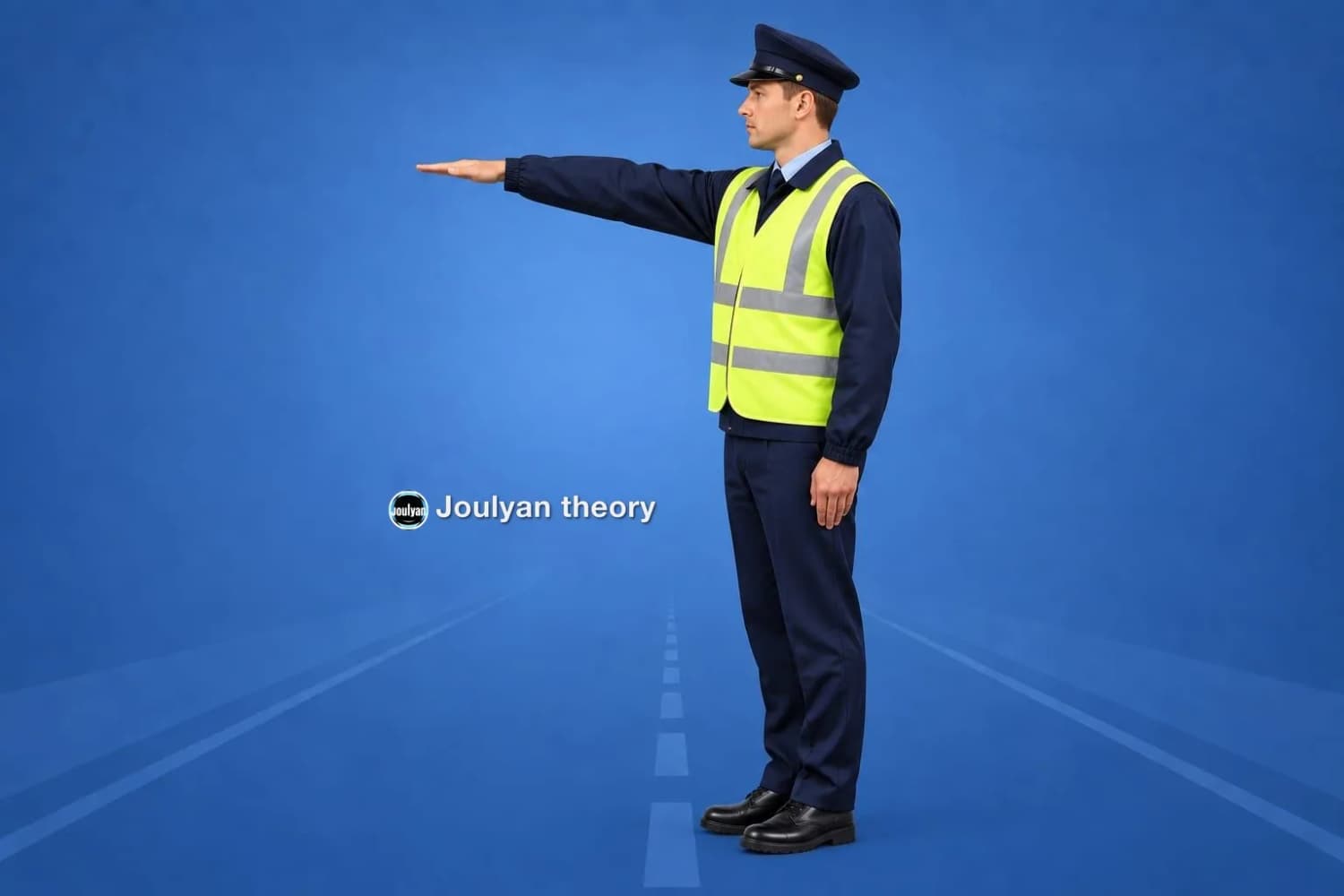 Traffic controller side-on, right arm straight forward