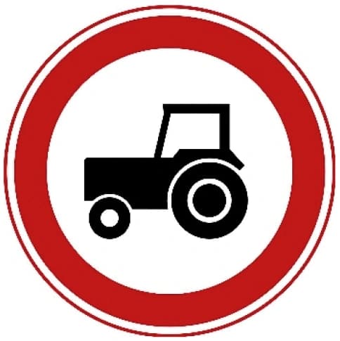Closed to agricultural tractors, forestry tractors, limited-speed motor vehicles and mobile machines