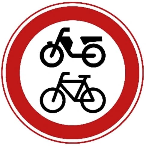 Closed to bicycles, mopeds and disability vehicles