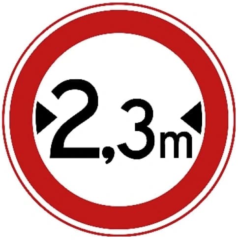 Closed to vehicles wider than the width shown