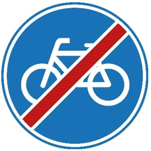 End of mandatory cycle path