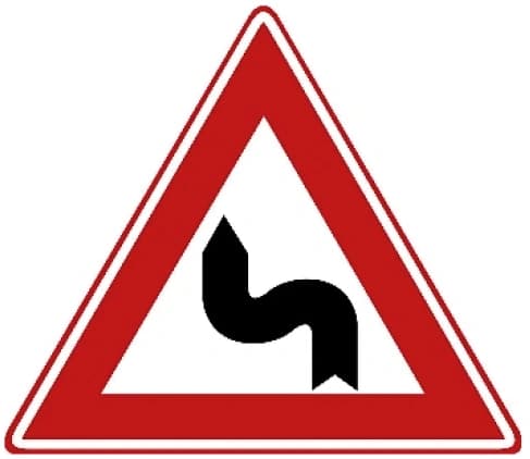 Series of bends, first to the left