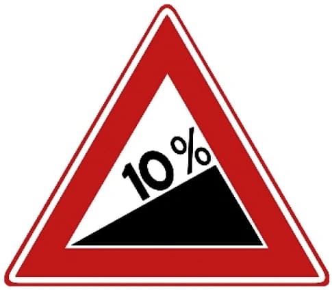 Steep uphill slope