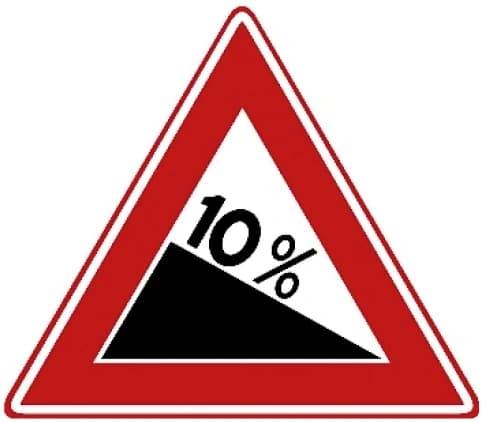 Steep downhill slope