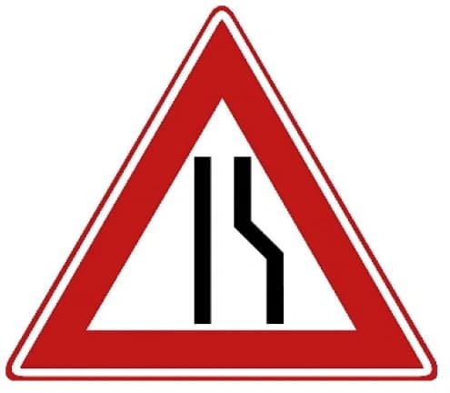 Road narrows on the right