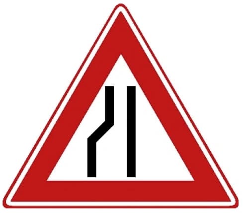 Road narrows on the left