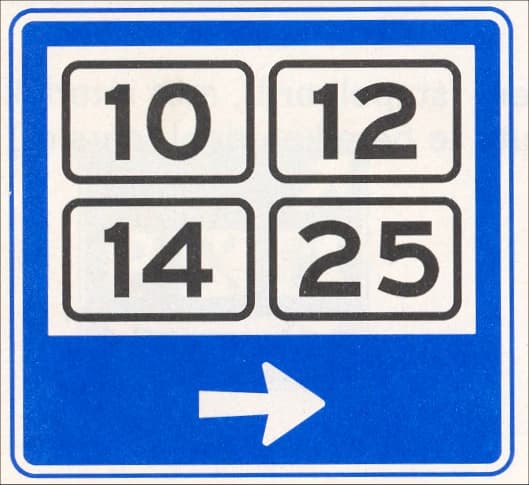 District direction sign with district numbers